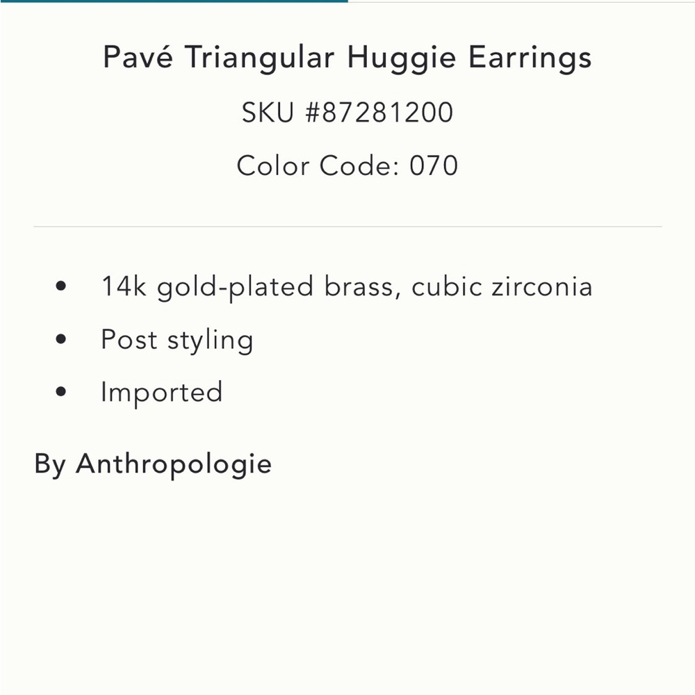 Anthropologie Pavé Triangular Huggie Earrings - Picture 10 of 11